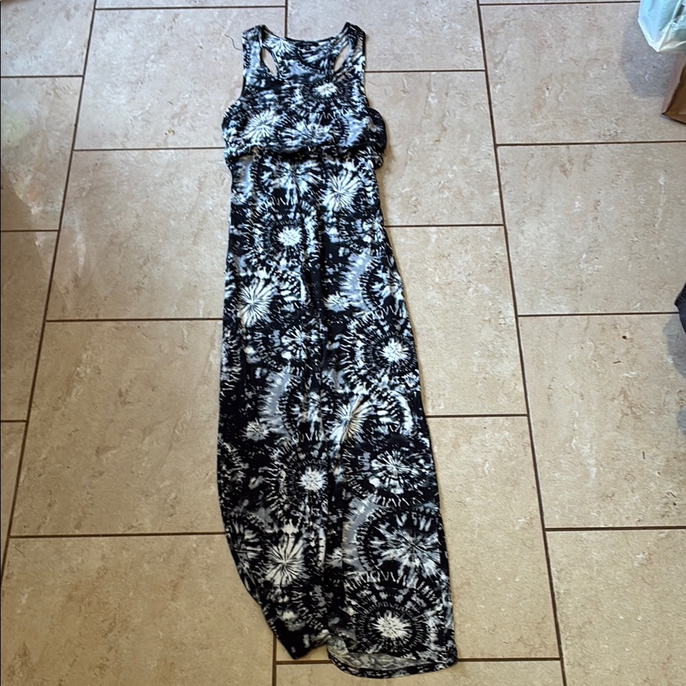 Black and White Tie-Dye Maxi Dress